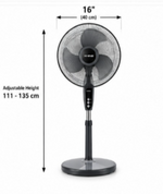 Load image into Gallery viewer, KHIND SF1663G 16-Inch Convertible Stand Fan, 5 Blades, 3 Speeds, 50W, Adjustable Height, Black