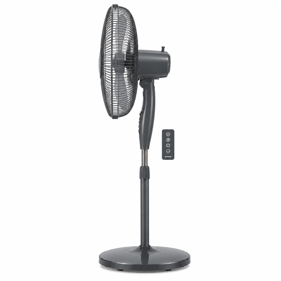 KHIND SF16J15R 16-Inch Pedestal Stand Fan with Remote Control, 3 Speeds, 50W, Dark Grey & Winter Grey