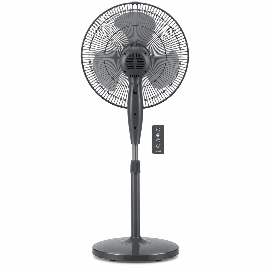KHIND SF16J15R 16-Inch Pedestal Stand Fan with Remote Control, 3 Speeds, 50W, Dark Grey & Winter Grey