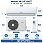 Load image into Gallery viewer, Krome KR-AR24MT3 2 Ton Split Air Conditioner – 24,000 BTU, Rotary Compressor, Turbo Cooling, R410A, White