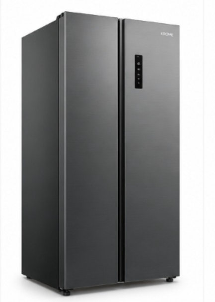 Krome KR-SBS601SH 600L Gross Side-by-Side Refrigerator – 442L Net, No Frost, Multi Air Flow, LED Display, Dark Inox