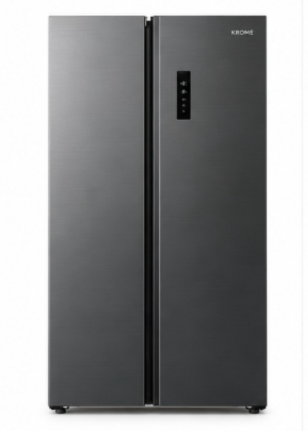 Krome KR-SBS601SH 600L Gross Side-by-Side Refrigerator – 442L Net, No Frost, Multi Air Flow, LED Display, Dark Inox