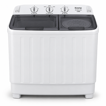 Krome KR-WSA120K 12KG Semi-Automatic Twin Tub Washing Machine – Top Load, Separate Spin Dryer, Mechanical Controls, White