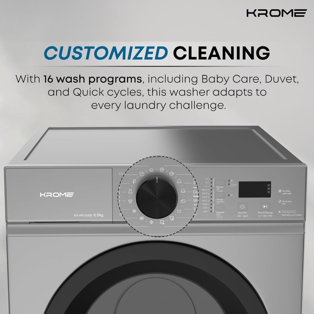 KROME 6Kg Washing Machine KR-WFL60SS