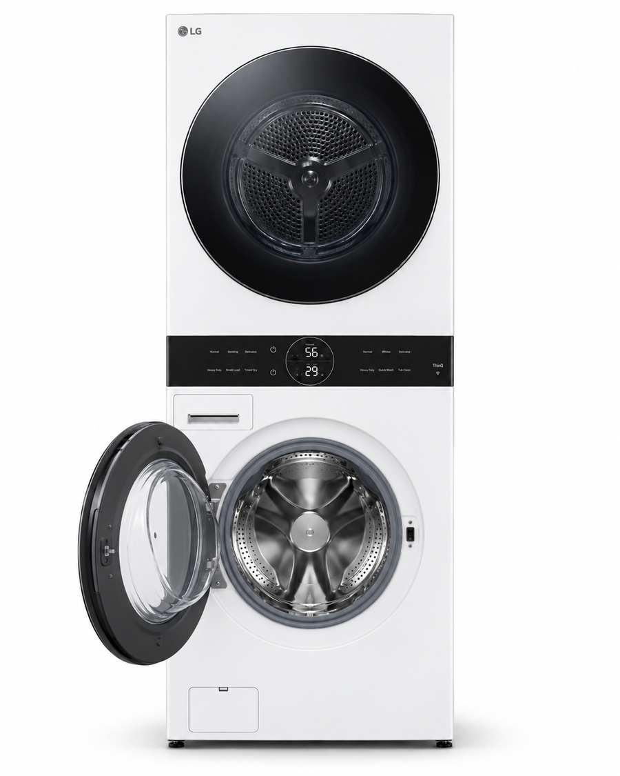 LG W4W8BVPKWHM WashTower 12KG Washer / 10KG Dryer, 1400 RPM, AI DD, Dual Inverter Heat Pump, Wi-Fi, White