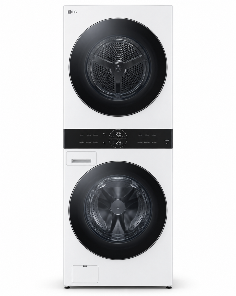 LG W4W8BVPKWHM WashTower 12KG Washer / 10KG Dryer, 1400 RPM, AI DD, Dual Inverter Heat Pump, Wi-Fi, White