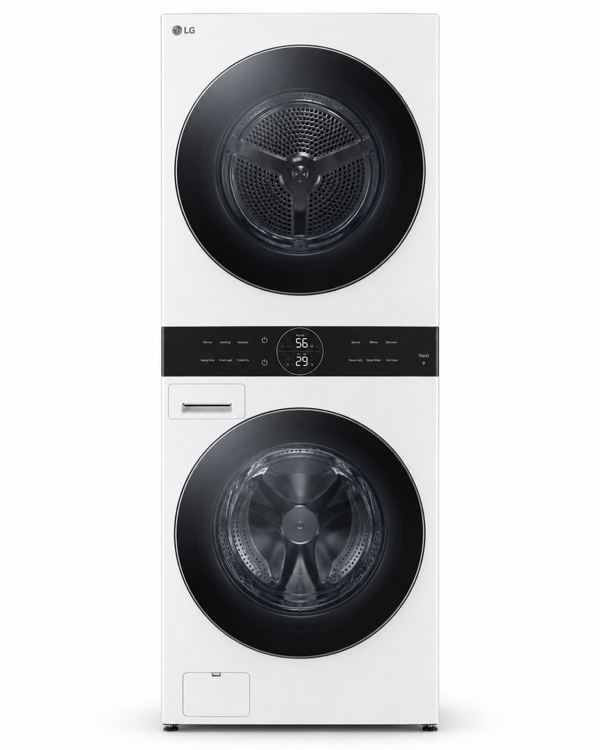 LG W4W8BVPKWHM WashTower 12KG Washer / 10KG Dryer, 1400 RPM, AI DD, Dual Inverter Heat Pump, Wi-Fi, White