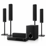 Load image into Gallery viewer, LG LHD457B 330W 5.1 Channel Home Theater System – DVD Player, Bluetooth, Tall Speakers, Front-Firing Subwoofer, Black