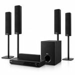 Load image into Gallery viewer, LG LHD457B 330W 5.1 Channel Home Theater System – DVD Player, Bluetooth, Tall Speakers, Front-Firing Subwoofer, Black