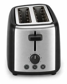 Midea MTRW2L20W 2-Slice Bread Toaster – 950W, 7 Browning Levels, Reheat, Defrost & Cancel Functions, Black/Silver