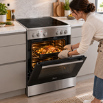 Load image into Gallery viewer, Midea VC6814 60x60cm Freestanding Electric Ceramic Cooking Range, 4 Cooking Zones, 65L Multifunction Oven, Stainless Steel