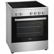 Midea VC6814 60x60cm Freestanding Electric Ceramic Cooking Range, 4 Cooking Zones, 65L Multifunction Oven, Stainless Steel