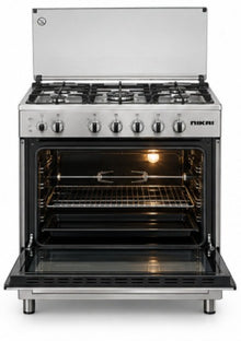 Nikai U906CQ 90x60cm Freestanding Gas Cooking Range, 5 Burners, Gas Oven, Convection Fan, Stainless Steel