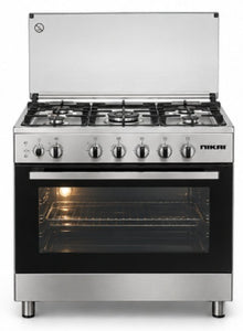 Nikai U906CQ 90x60cm Freestanding Gas Cooking Range, 5 Burners, Gas Oven, Convection Fan, Stainless Steel
