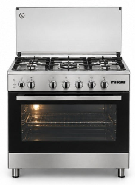 Nikai U906CQ 90x60cm Freestanding Gas Cooking Range, 5 Burners, Gas Oven, Convection Fan, Stainless Steel