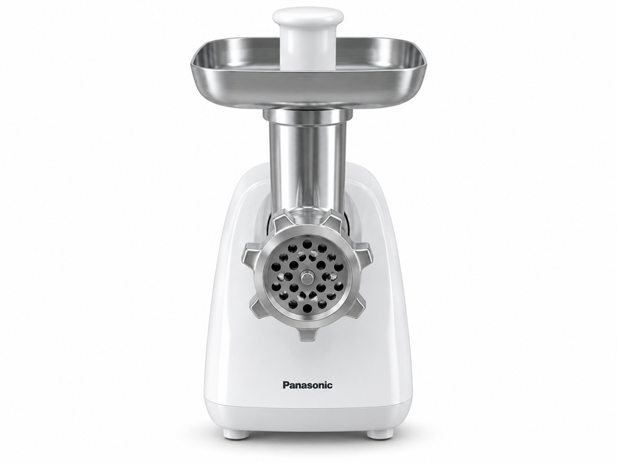 Panasonic MK-GX1711 1700W Electric Meat Grinder – 3 Cutting Plates, Japanese-Made Blade, Kubbe & Sausage Attachments, White