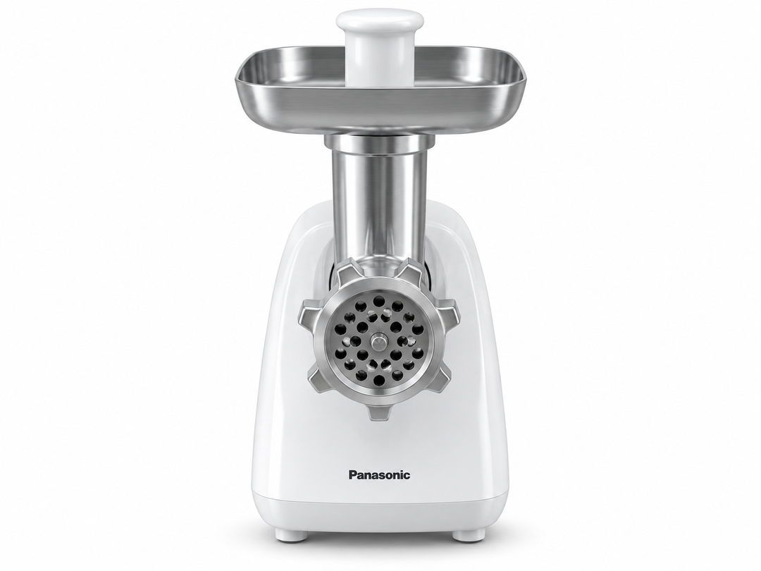 Panasonic MK-GX1711 1700W Electric Meat Grinder – 3 Cutting Plates, Japanese-Made Blade, Kubbe & Sausage Attachments, White