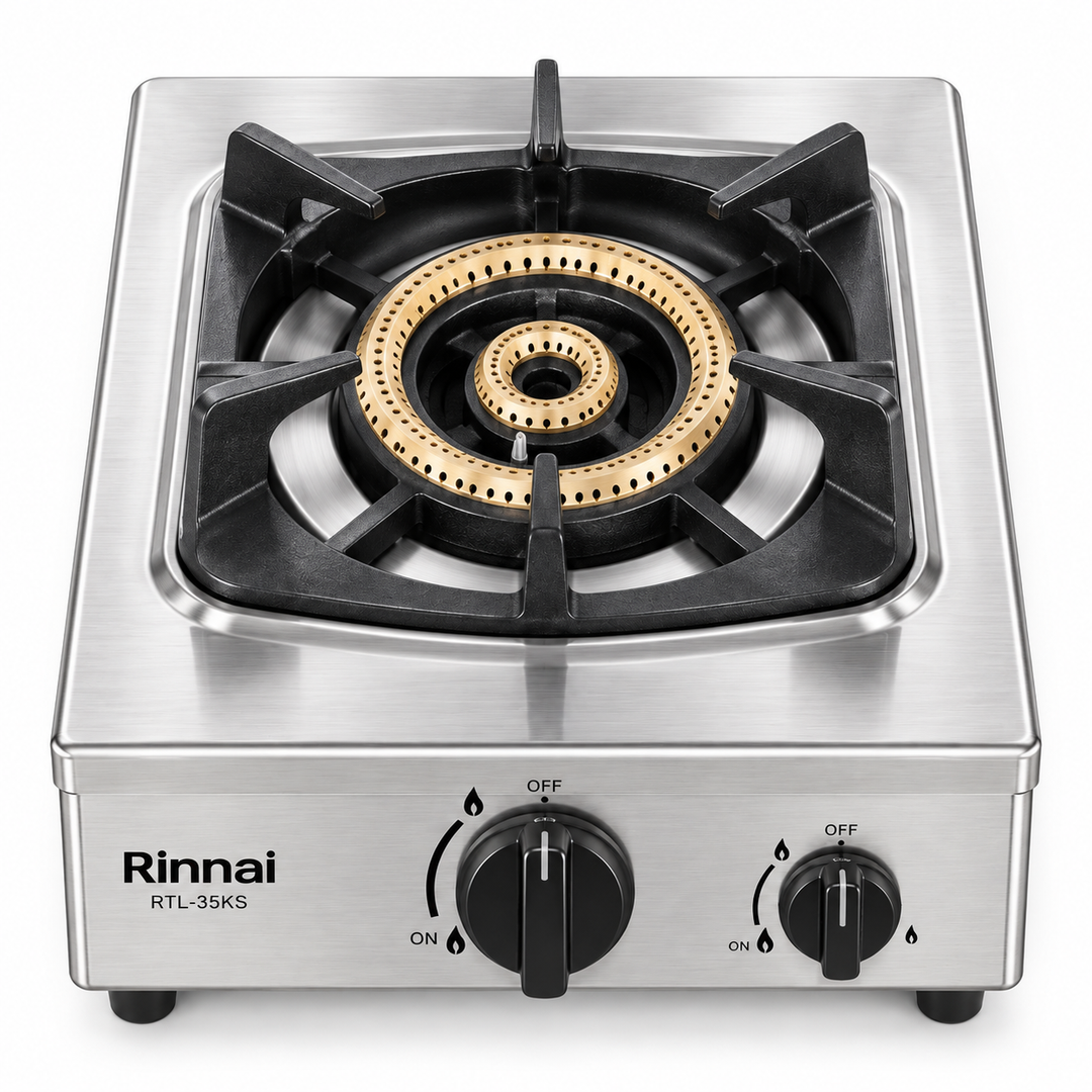 Rinnai RTL35KS Heavy Duty Single Burner Gas Stove – 6.7kW, Cast Iron Burner, Stainless Steel, Silver