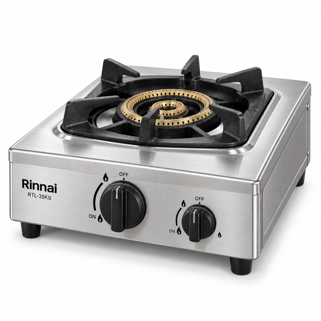 Rinnai RTL35KS Heavy Duty Single Burner Gas Stove – 6.7kW, Cast Iron Burner, Stainless Steel, Silver