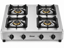 Rinnai RI4RSPN Heavy Duty 4-Burner Tabletop Gas Stove – Stainless Steel, Cast Iron Burners, LPG, Silver