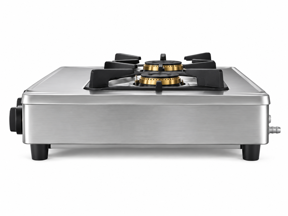 Rinnai RI4RSPN Heavy Duty 4-Burner Tabletop Gas Stove – Stainless Steel, Cast Iron Burners, LPG, Silver
