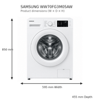 Load image into Gallery viewer, Samsung WW70FG3M05AW 7KG Front Load Washing Machine, 1400 RPM, Digital Inverter, Hygiene Steam, White