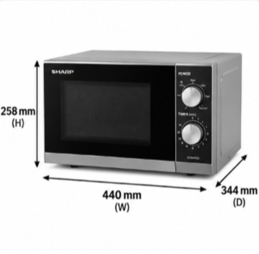Sharp R20MT(S) 20L Digital Solo Microwave Oven – 800W, 11 Power Levels, 6 Auto Cook Menus, Mirror Finish, Silver