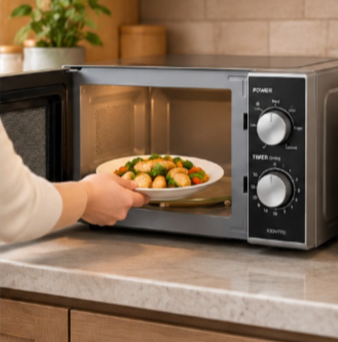 Sharp R20MT(S) 20L Digital Solo Microwave Oven – 800W, 11 Power Levels, 6 Auto Cook Menus, Mirror Finish, Silver