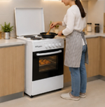 Load image into Gallery viewer, Super General SGC5041BS 50x50cm Freestanding Electric Cooking Range, 4 Hot Plates, Electric Oven &amp; Grill, White