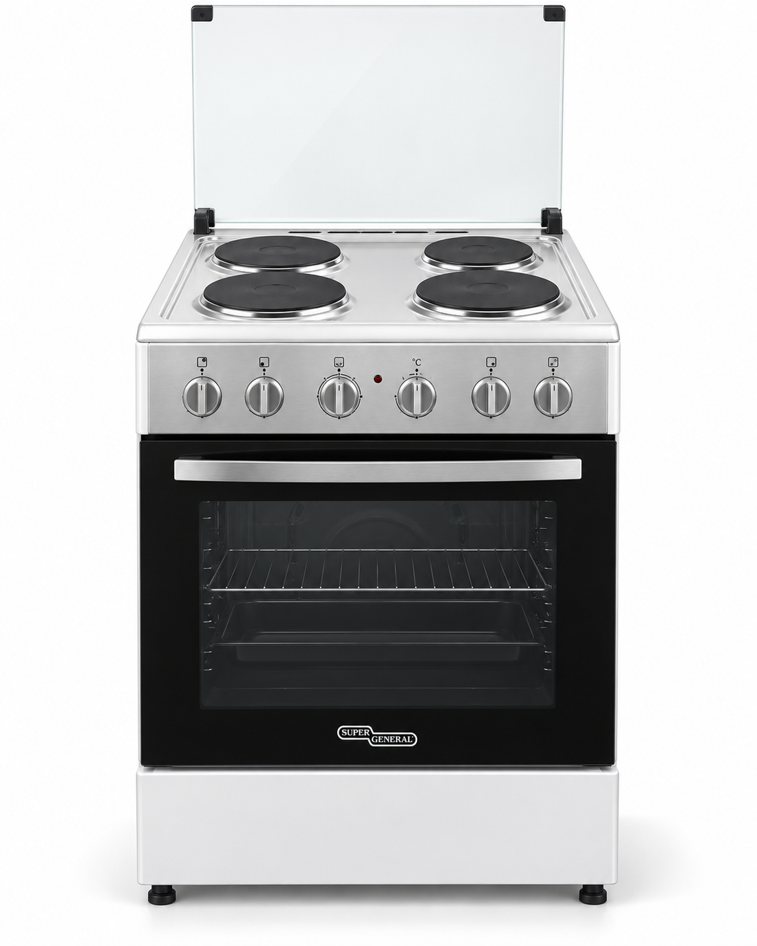 Super General SGC6041 60x60cm Freestanding Electric Cooking Range, 4 Hot Plates, Electric Oven, White