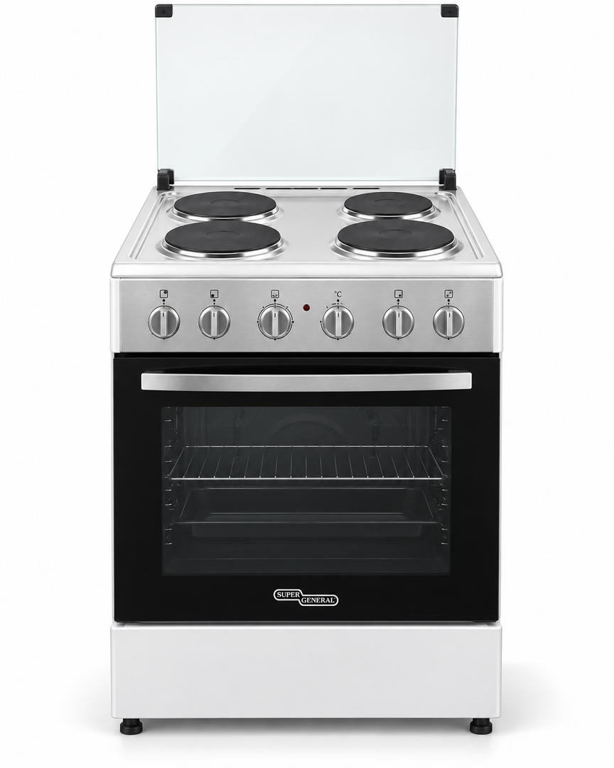 Super General SGC6041 60x60cm Freestanding Electric Cooking Range, 4 Hot Plates, Electric Oven, White