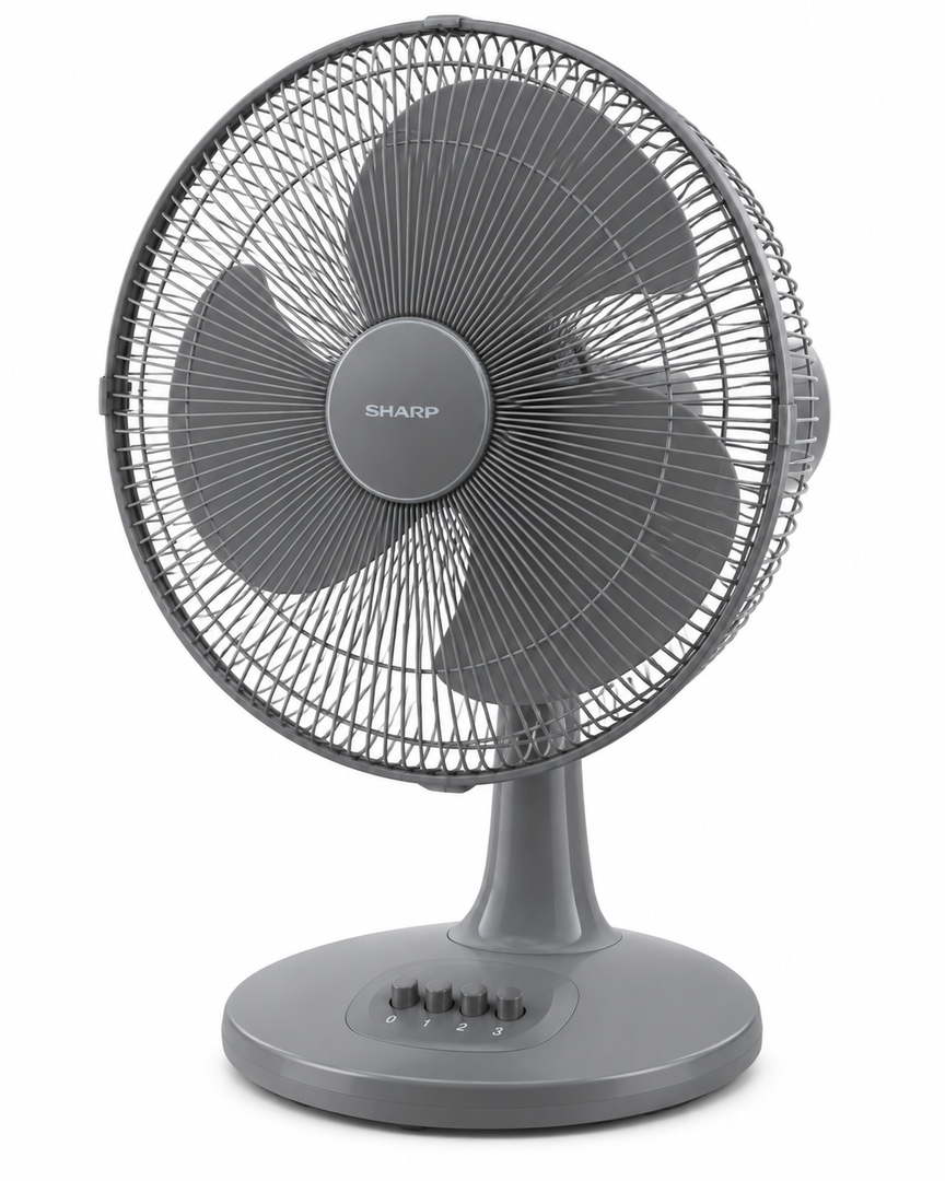 Sharp PJT169GY 16-Inch Table Fan – 50W, 3 Blades, 3-Speed Push Button, Energy Saving, Dark Grey