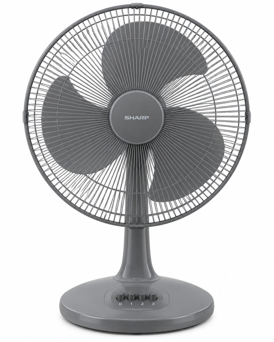Sharp PJT169GY 16-Inch Table Fan – 50W, 3 Blades, 3-Speed Push Button, Energy Saving, Dark Grey