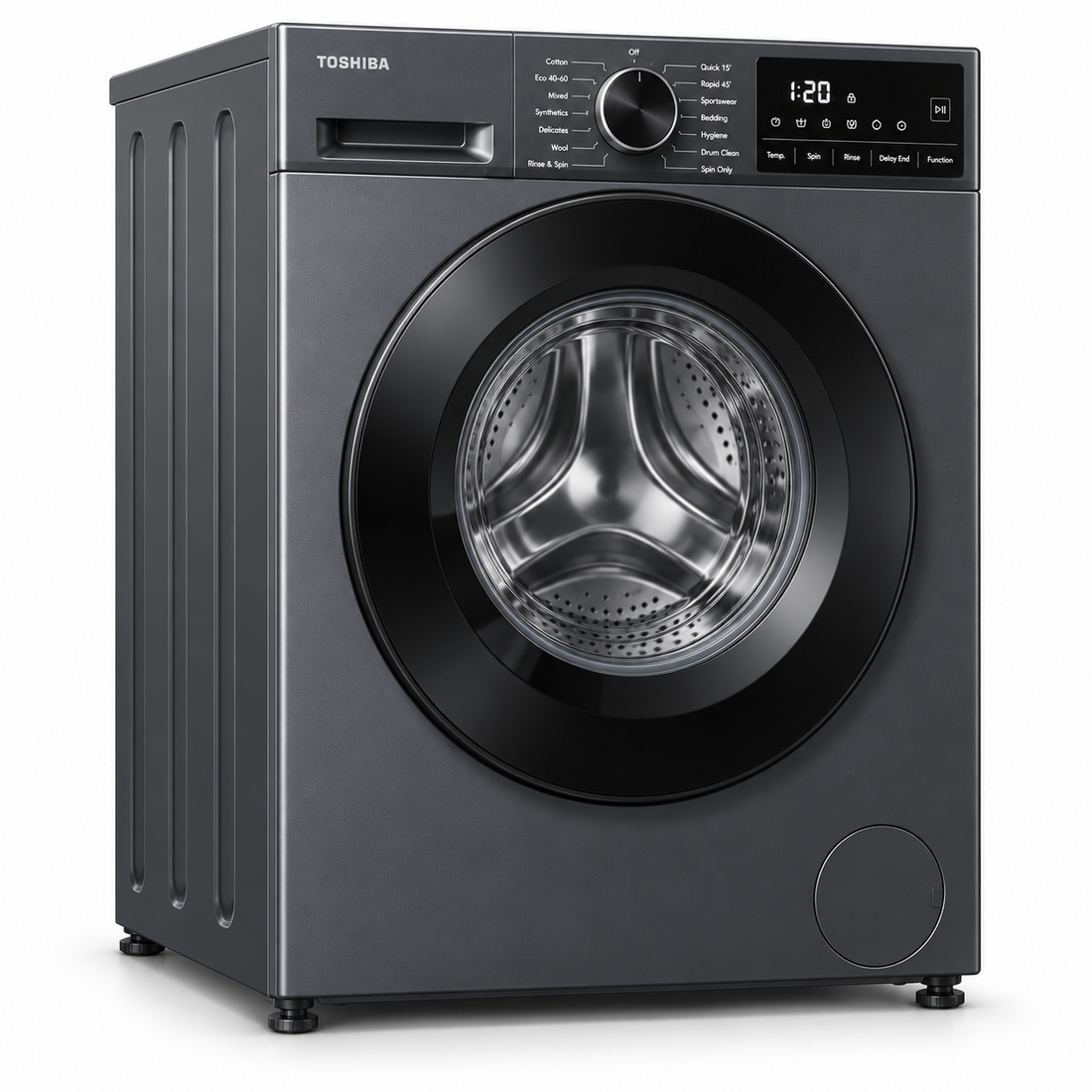 Toshiba 7kg Front Load Washing Machine, 1200 RPM, Inverter Motor, Steam Wash, Morandi Grey – TW-T21BU80UWB(MG) - Teq Souq