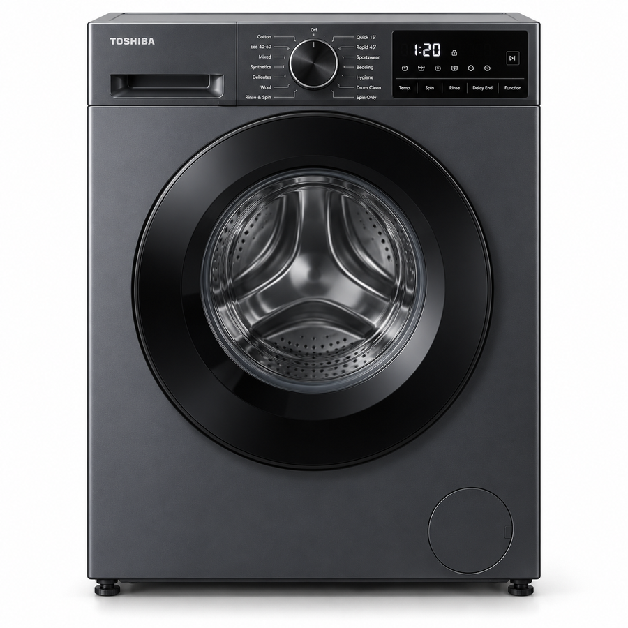 Toshiba 7kg Front Load Washing Machine, 1200 RPM, Inverter Motor, Steam Wash, Morandi Grey – TW-T21BU80UWB(MG) - Teq Souq