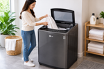 Load image into Gallery viewer, LG 7kg Fully Automatic Top Load Washing Machine with Smart Inverter Motor, TurboDrum &amp; Soft Closing Glass Lid – Middle Black | T65S1TDDT2P - Teq Souq