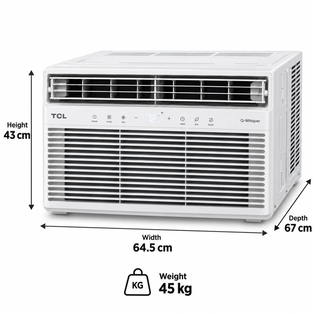TCL 2 Ton Q-Whisper Inverter Window Air Conditioner, Smart Wi-Fi Control, T3 Tropical Cooling & Fast Cooling – White | TAC-24CWAU-UJETI - Teq Souq