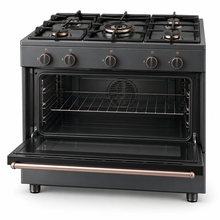 TOSHIBA Lava Series 90cm 5 Burner Gas Cooking Range with 115L Gas Oven, Convection Fan & Flame Failure Safety – Dark Grey | TBA-36LMG5G089KS - Teq Souq