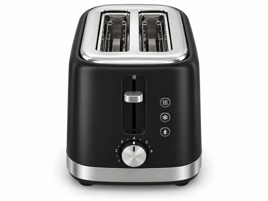 KENWOOD 900W 2-Slice Electric Bread Toaster with Adjustable Browning, Defrost, Reheat & Cancel Functions – Black/Silver | TCM01.A0BK - Teq Souq
