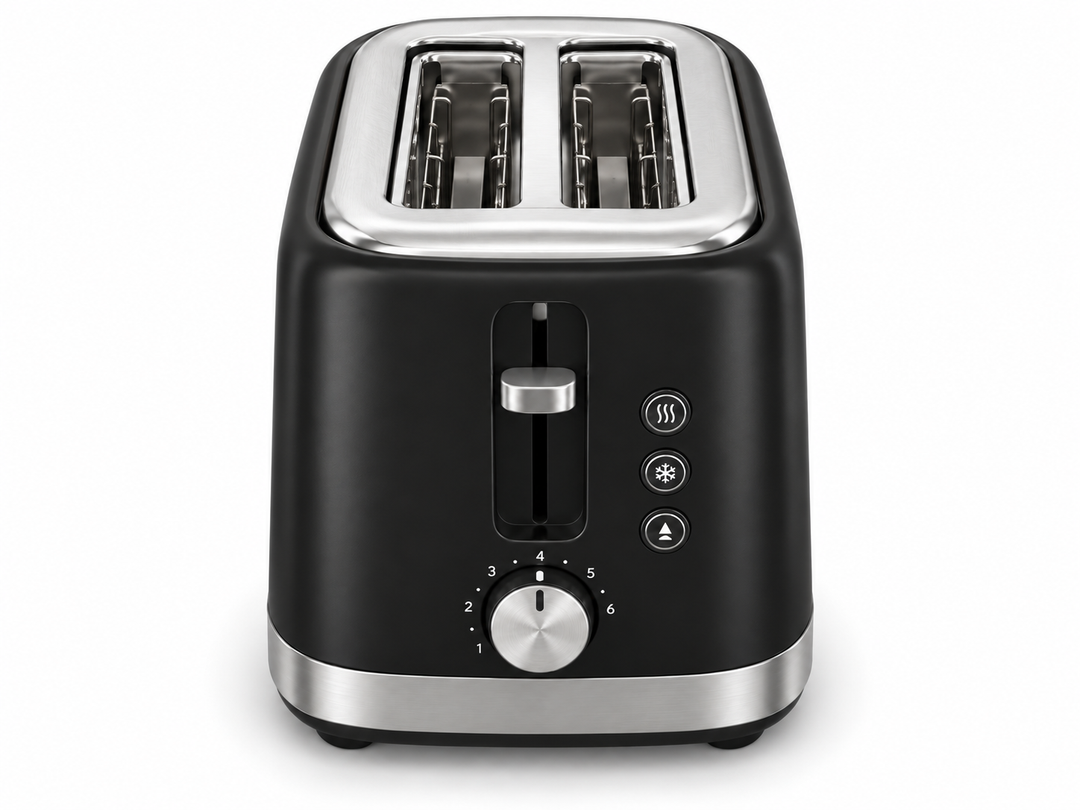 KENWOOD 900W 2-Slice Electric Bread Toaster with Adjustable Browning, Defrost, Reheat & Cancel Functions – Black/Silver | TCM01.A0BK - Teq Souq