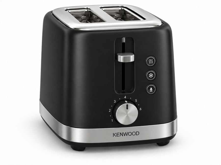 KENWOOD 900W 2-Slice Electric Bread Toaster with Adjustable Browning, Defrost, Reheat & Cancel Functions – Black/Silver | TCM01.A0BK - Teq Souq