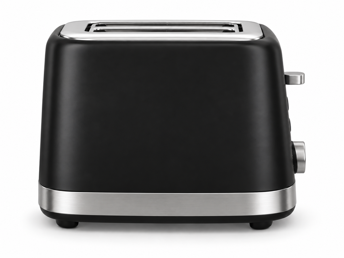 KENWOOD 900W 2-Slice Electric Bread Toaster with Adjustable Browning, Defrost, Reheat & Cancel Functions – Black/Silver | TCM01.A0BK - Teq Souq