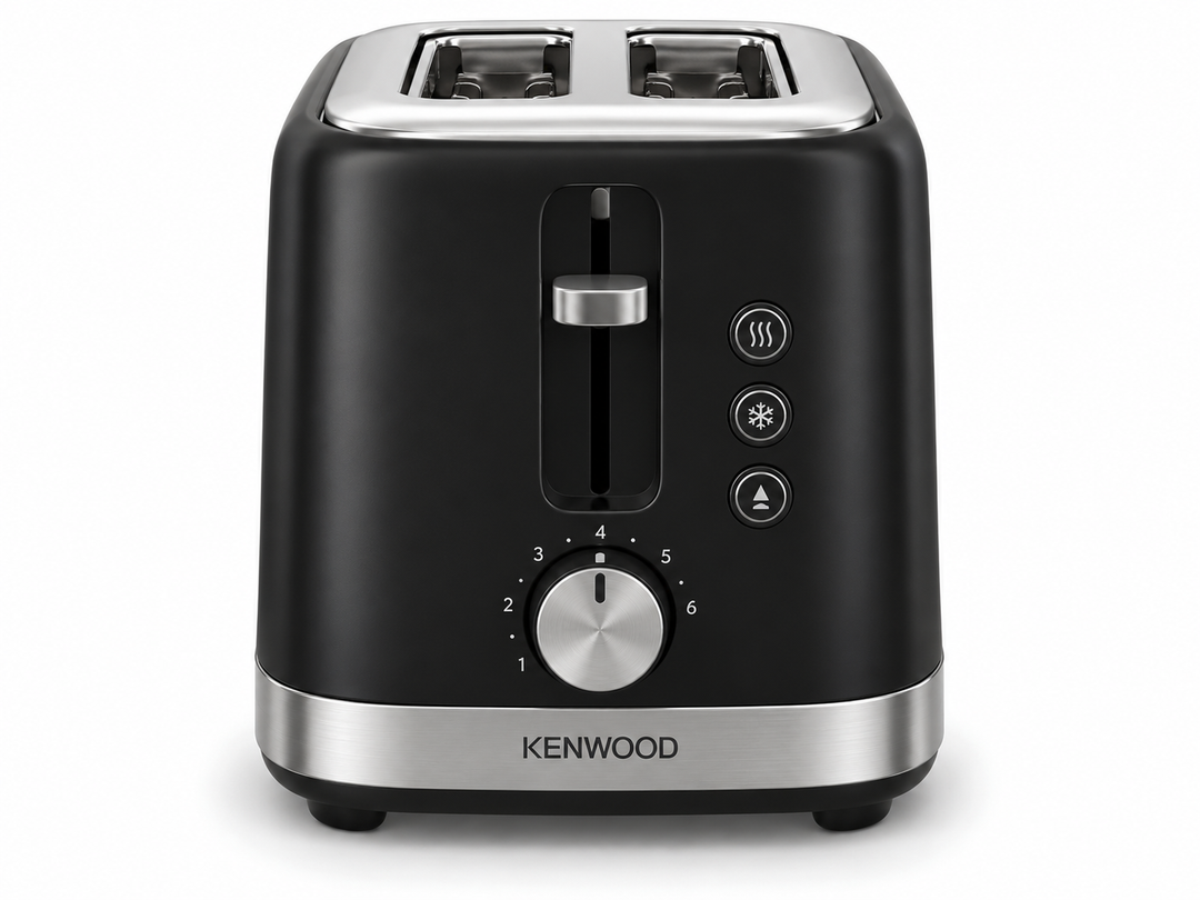 KENWOOD 900W 2-Slice Electric Bread Toaster with Adjustable Browning, Defrost, Reheat & Cancel Functions – Black/Silver | TCM01.A0BK - Teq Souq