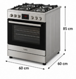 Load image into Gallery viewer, TERIM 60x60cm 4 Burner Gas Cooking Range with 55L Electric Oven, Turbo Fan &amp; Digital Timer – Stainless Steel | TERGE66ST - Teq Souq