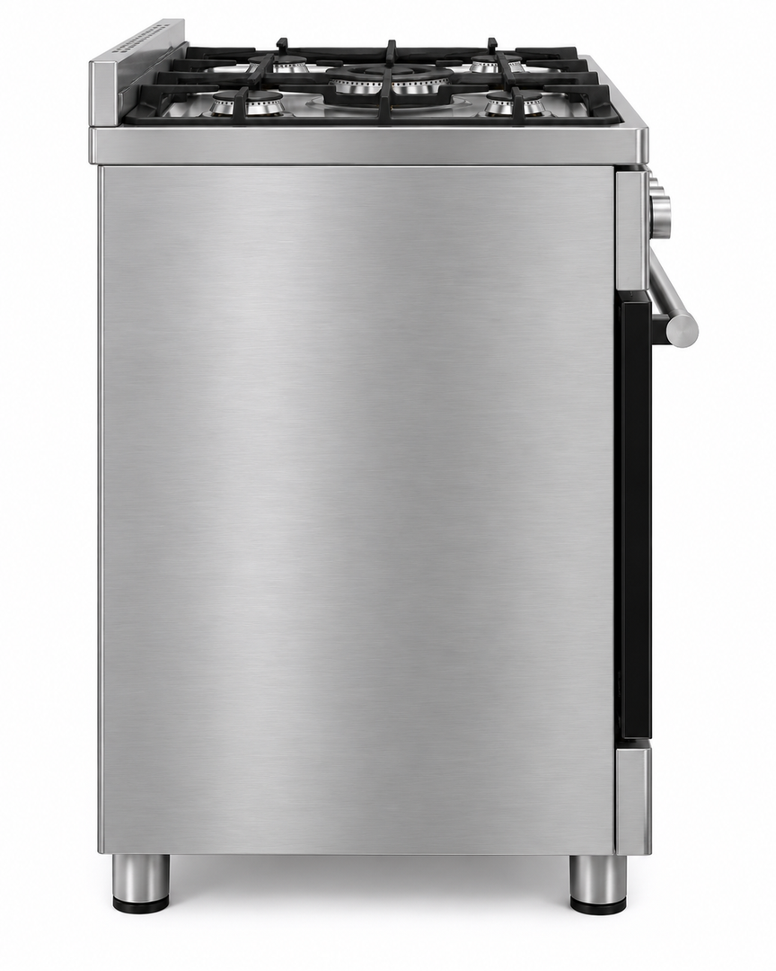 TERIM 90x60cm 5 Burner Gas Cooking Range with 106L Electric Oven, Turbo Fan & Digital Timer – Stainless Steel | TERGE96ST - Teq Souq