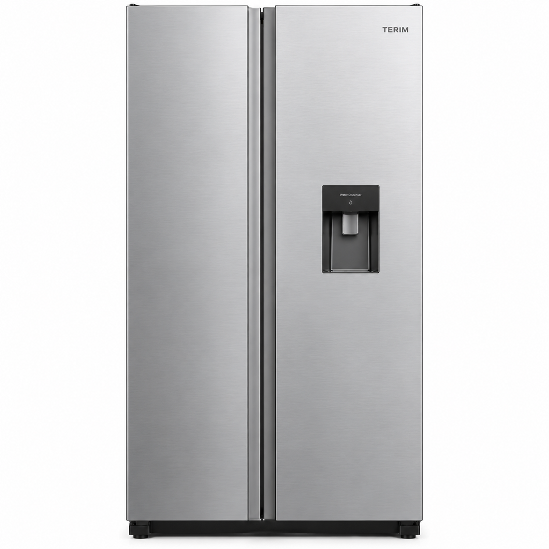 TERIM 518.6L Net / 720L Gross Side-by-Side No Frost Refrigerator with Water Dispenser – Bright Silver | TERRSBS720WD - Teq Souq