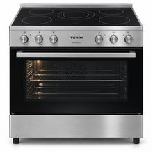 TERIM 90x60cm 5 Ceramic Hob Electric Cooking Range with 9 Oven Functions & Turbo Fan – Stainless Steel | TERVC96ST - Teq Souq