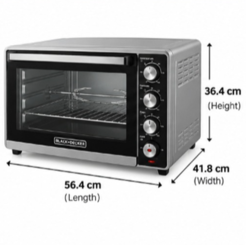 BLACK+DECKER 45L 1800W Electric Oven with Convection, Rotisserie & Double Glass Door – Black | TRO45RDG-B5 - Teq Souq