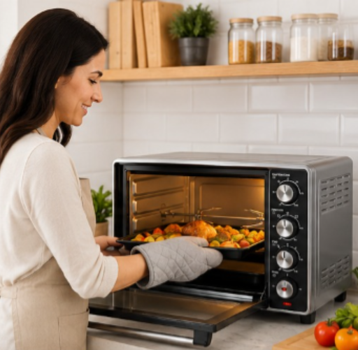 BLACK+DECKER 45L 1800W Electric Oven with Convection, Rotisserie & Double Glass Door – Black | TRO45RDG-B5 - Teq Souq
