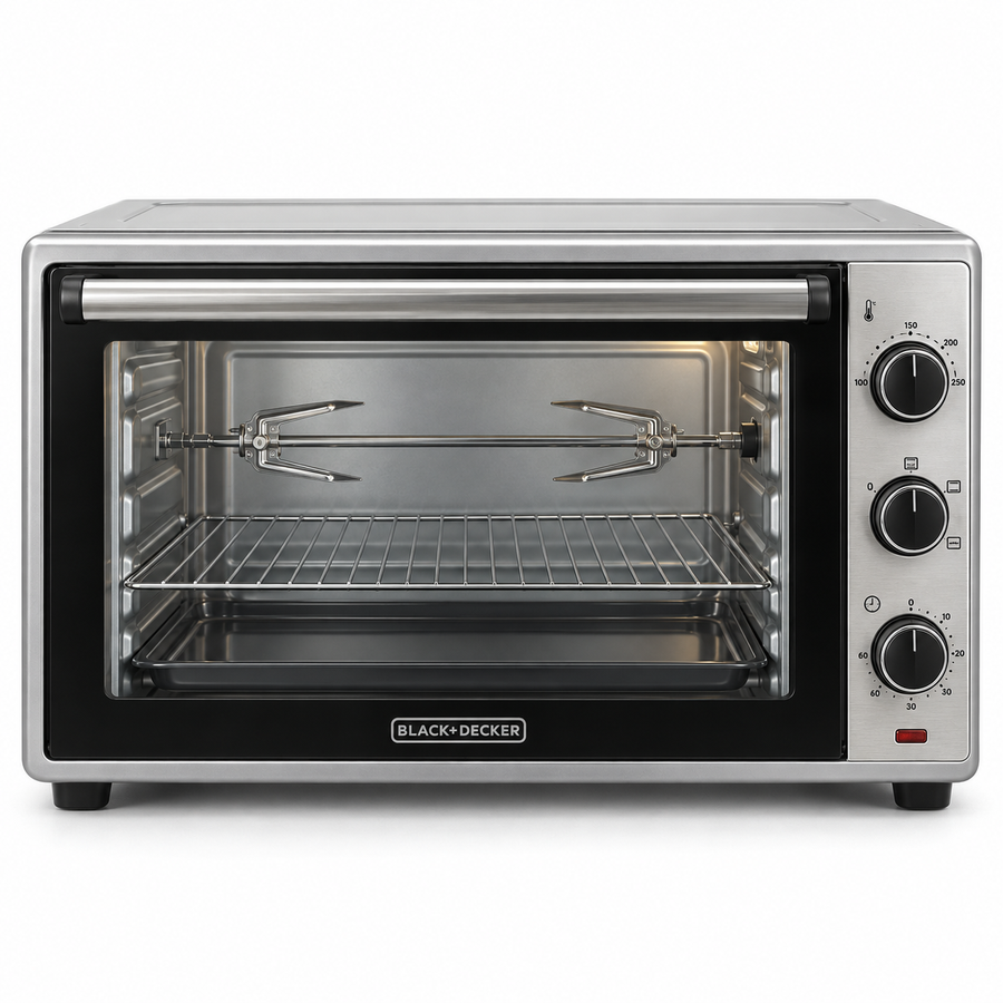 BLACK+DECKER 62L 2000W Electric Oven with Convection, Rotisserie & Double Glass Door – Silver | TRO62RDG-B5 - Teq Souq
